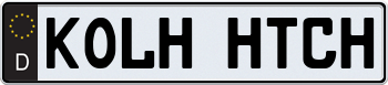 German License Plate with Black Decal 000000